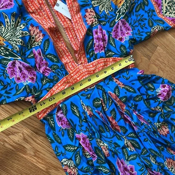 Farm Rio Blue Pineapple Garden Kaftan Maxi Dress Size XXS NWT - Picture 13 of 15